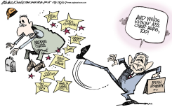 KICKING ASS  by Mike Keefe