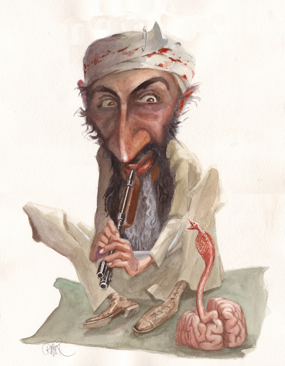  BIN LADEN, SNAKE CHARMER by Riber Hansson