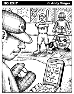 BASEBALL USES TEXT MESSAGING by Andy Singer
