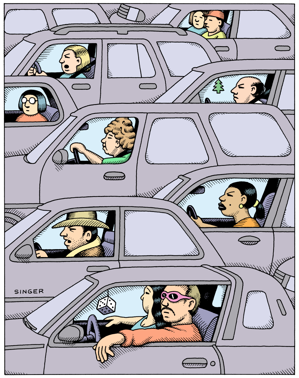 People in their Own Worlds in Cars