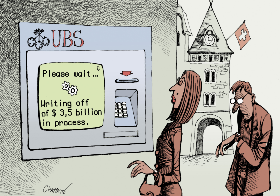  UBS HIT BY SUBPRIME CRISIS by Patrick Chappatte