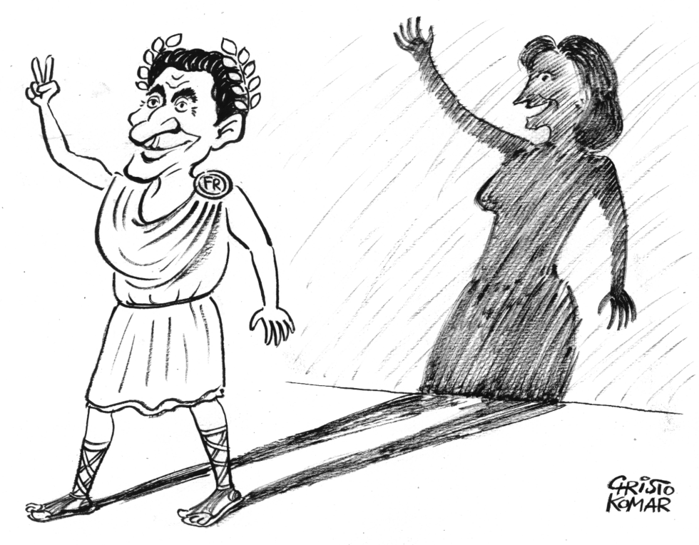 Sarkozy and his shadow - B&W