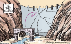 THE FIRST BOOMER  by Mike Keefe