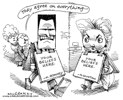 ROMNEY AND HILLARY AGREE by Sandy Huffaker