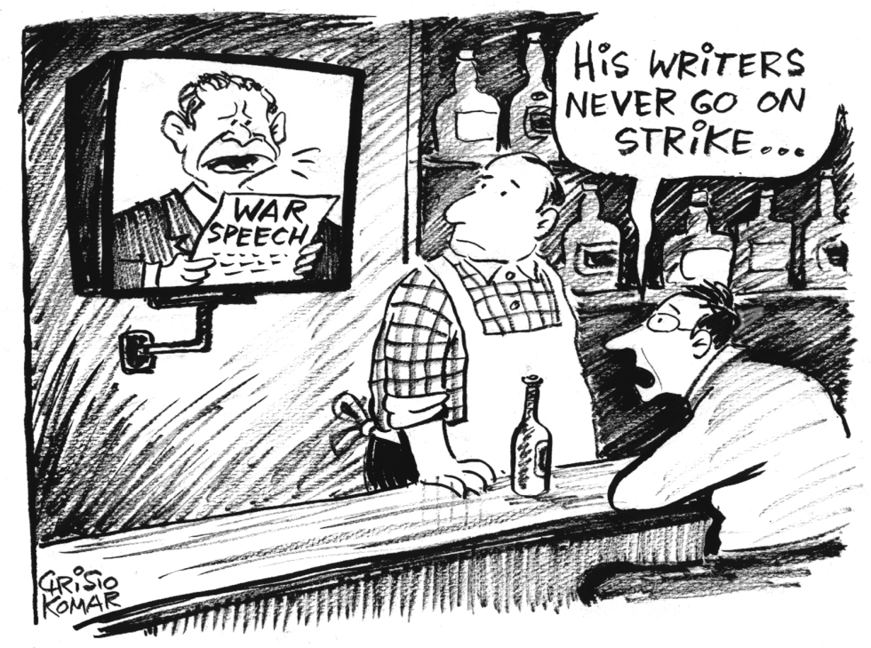 White House Writers Strike - B&W