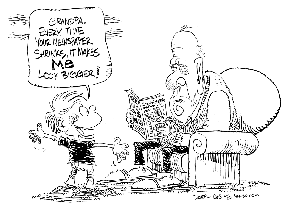  GRANDPA AND SHRINKING NEWSPAPERS by Daryl Cagle