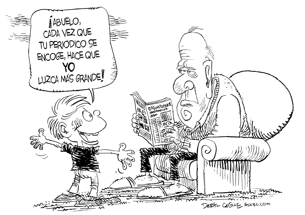  EL ABUELO Y LOS PERIODICOS QUE ENCOGEN by Daryl Cagle