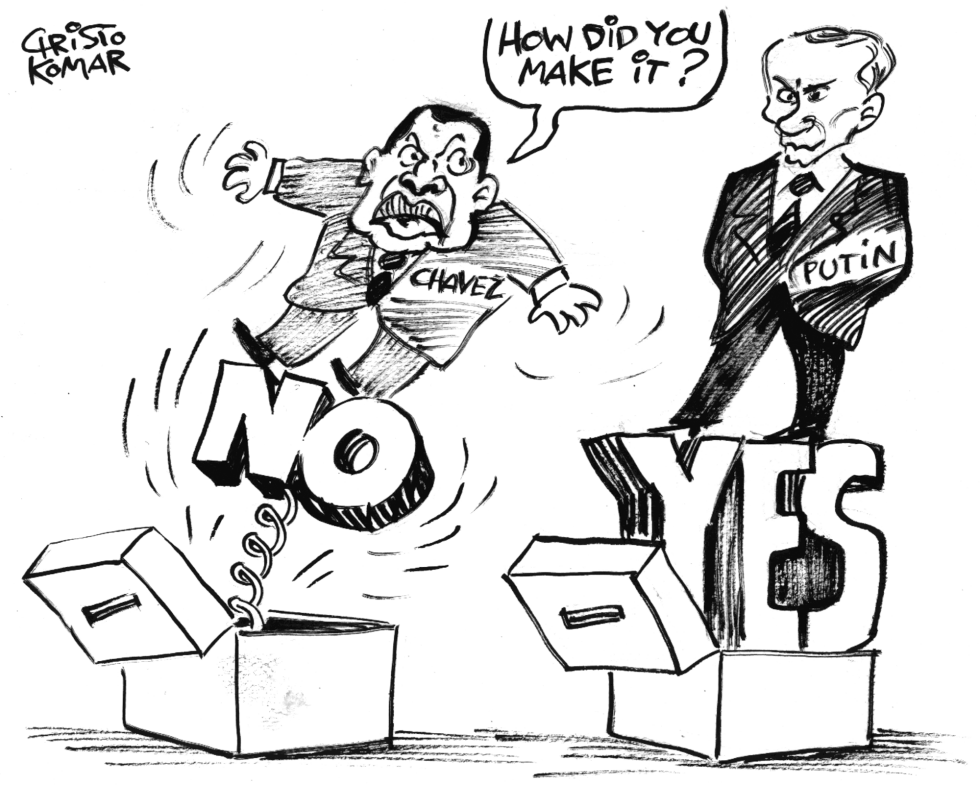 Putin and Chavez - B&W