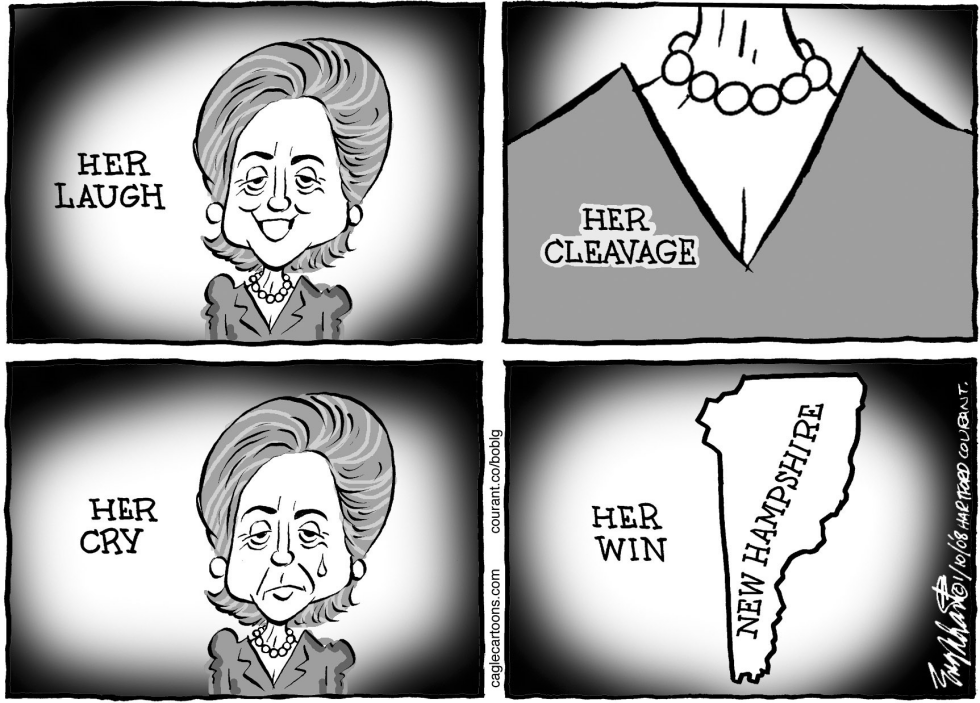  HILLARY WINS NEW HAMPSHIRE by Bob Englehart