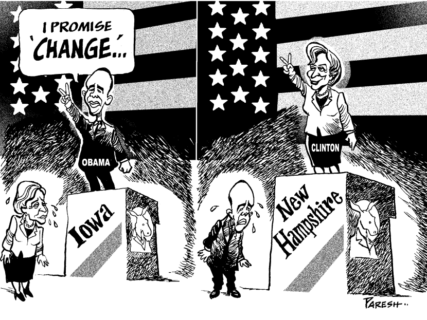 Obama and Clinton  victory