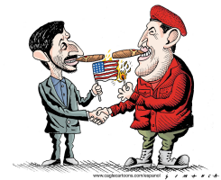 AHMADINEJAD AND CHAVEZ   by Osmani Simanca