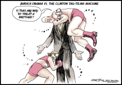 CLINTON TAG-TEAMS OBAMA by J.D. Crowe