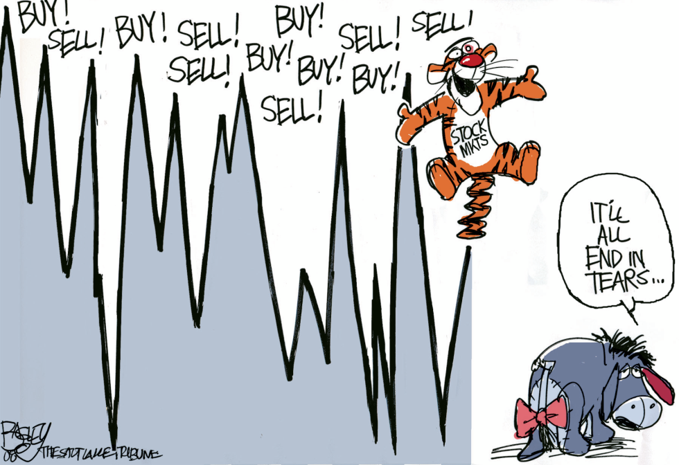Tigger Bounces Wildly on Stock Market Line While Eeyore Predicts Tears