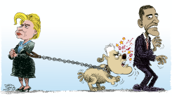 HILLARY ATTACK DOG  by Daryl Cagle