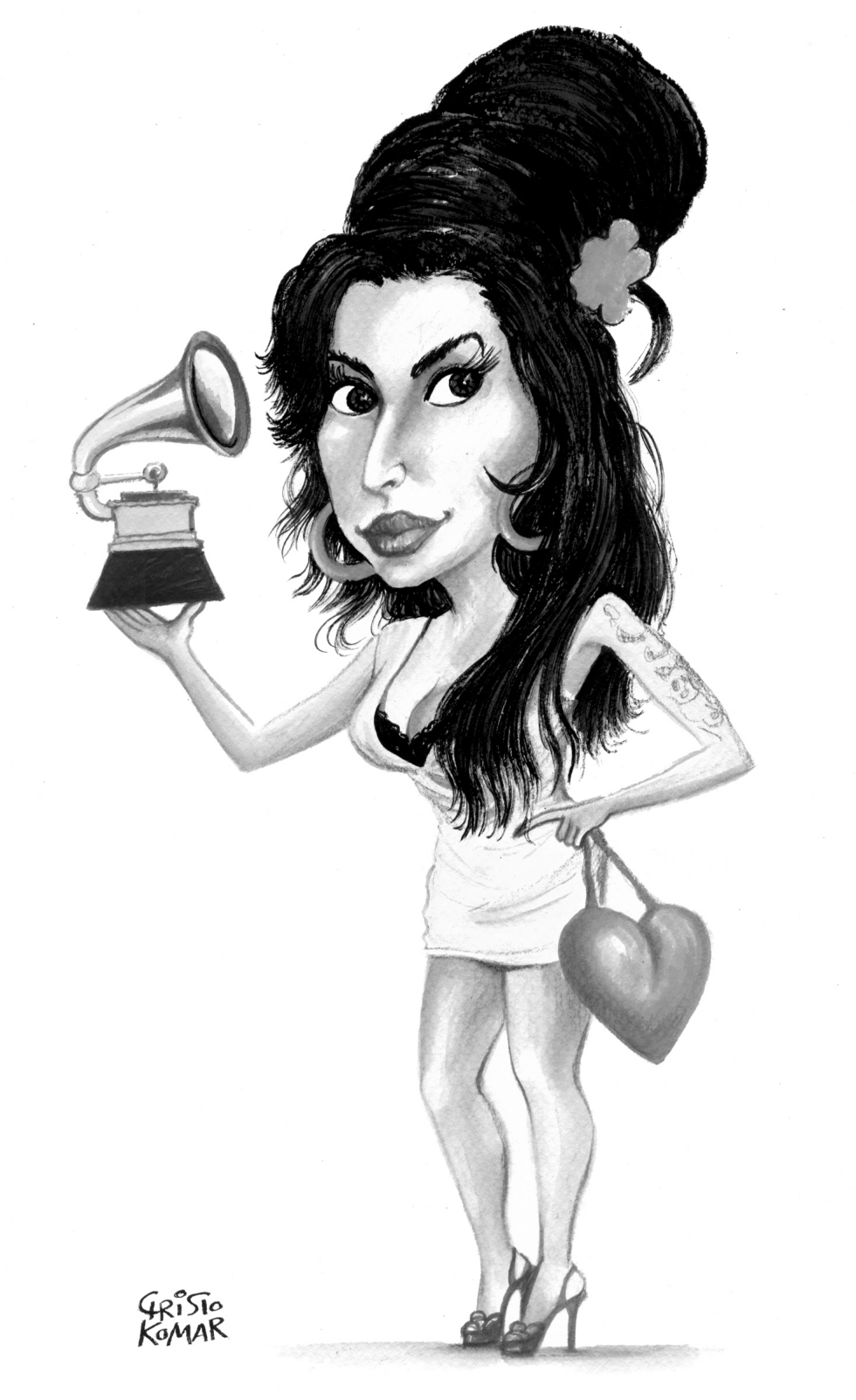 Amy Winehouse with Grammy - GRAYSCALE