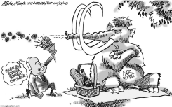 MCCAIN WOOS FAR RIGHT by Mike Keefe
