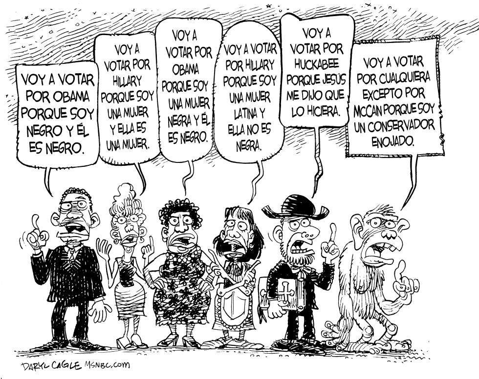  QUIEN VOTA POR QUIEN by Daryl Cagle