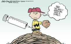 CLEMENS AND CHARLIE BROWN  by Mike Keefe
