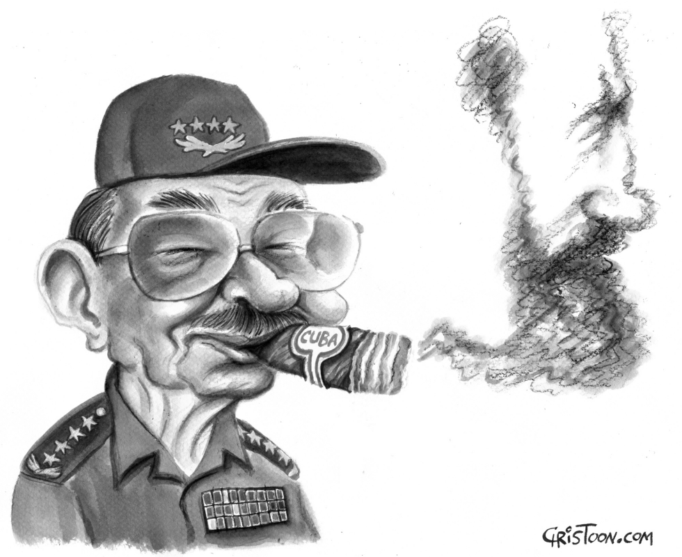 Raul Castro's Cigar - GRAYSCALE