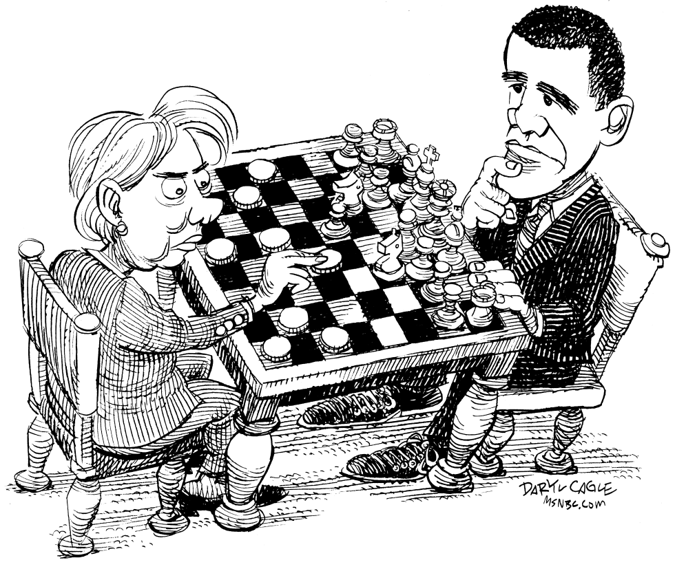  HILLARY VS. OBAMA by Daryl Cagle