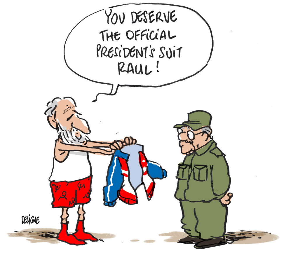 Fidel and Raul Castro -color