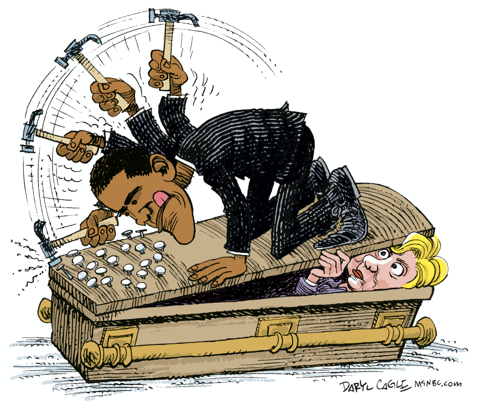  CLAVOS EN EL ATAUD OBAMA-HILLARY  by Daryl Cagle