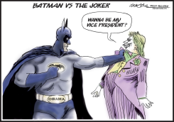 OBAMA BATMAN VS HILLARY JOKER by J.D. Crowe