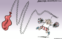 BUSH CHEERLEADS ECONOMY  by Mike Keefe