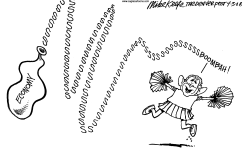 BUSH CHEERLEADS ECONOMY  by Mike Keefe