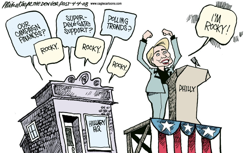  HILLARY IS ROCKY by Mike Keefe