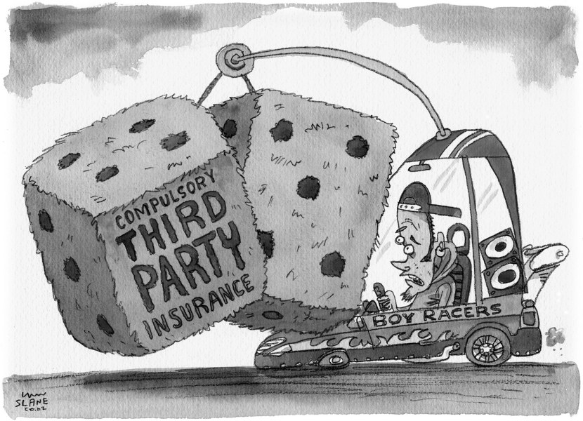 Boy Racers Fluffy Dice GREYSCALE
