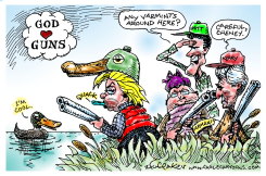 GOD LOVES GUNS by Sandy Huffaker