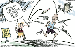 HILLARY AND OBAMA KITCHEN SINK   by Mike Keefe