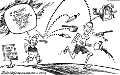 HILLARY AND OBAMA KITCHEN SINK by Mike Keefe