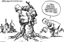 INFANTRY RUMSFELD IRAQ by Mike Keefe