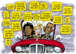 HILLARY HARPS AT OBAMA TO BE VP  by Daryl Cagle