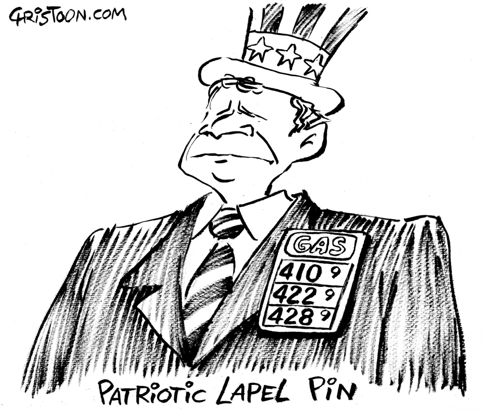  BUSH'S PATRIOTIC LAPEL PIN - B&W by Christo Komarnitski