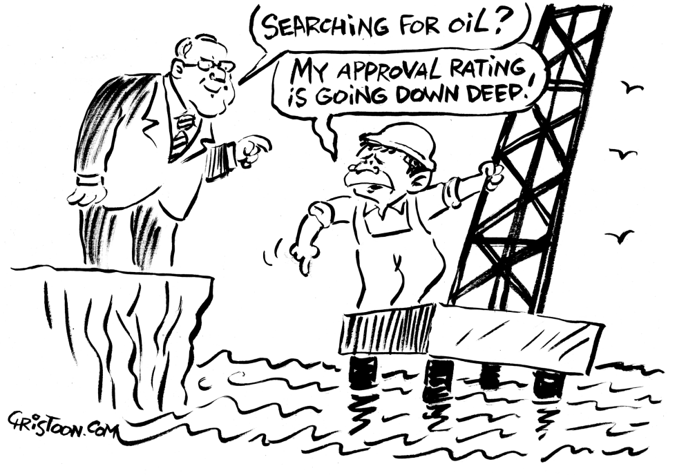 Offshore Oil Drilling - B&W
