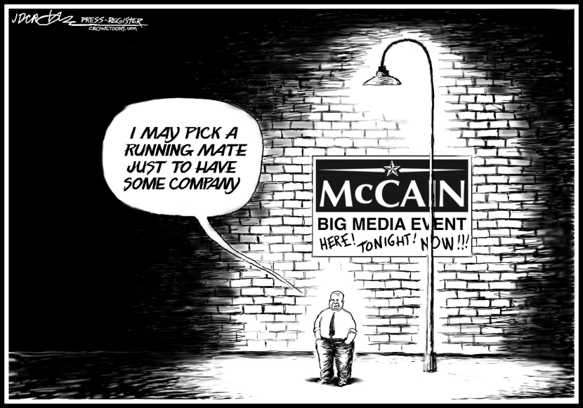 McCain media event b/w
