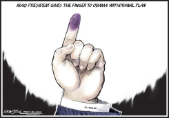IRAQ PRESIDENT GIVES OBAMA THE FINGER by J.D. Crowe