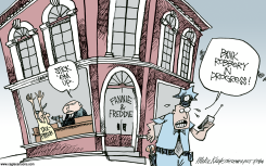 BANK ROBBERY  by Mike Keefe