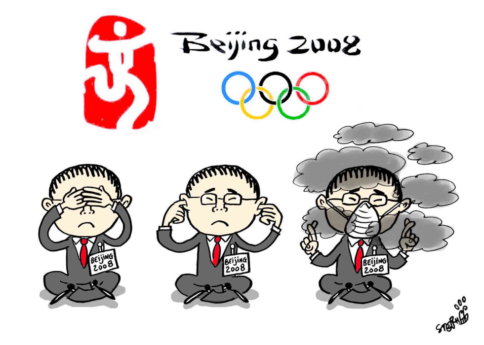  BEIJING OLYMPICS - SEE, HEAR, TALK NO POLLUTION by Stephane Peray