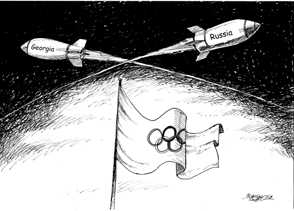 Flying over the flag