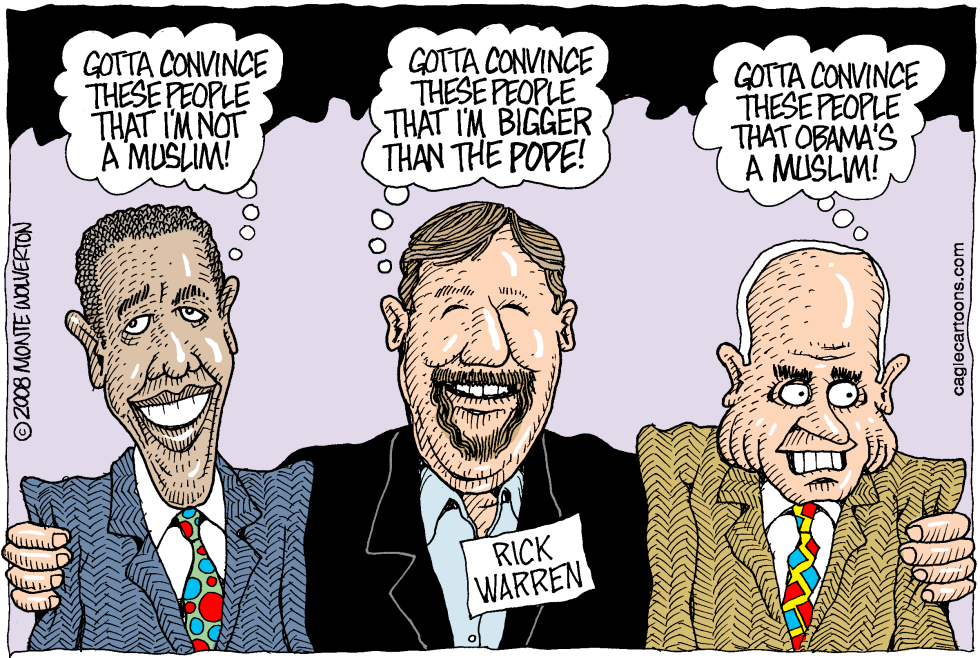  OBAMA MCCAIN AND PASTOR RICK by Wolverton