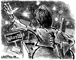 HILLARY AT THE CONVENTION PODIUM by Jim Day