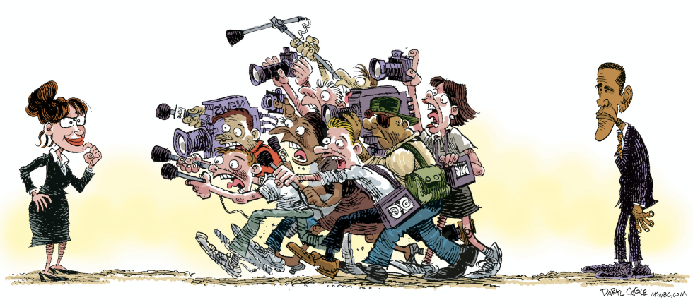  OBAMA PALIN AND THE PRESS  by Daryl Cagle