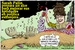 PALIN SE PREPARA PARA LA POLITICA EXTRANJERA /  by Monte Wolverton