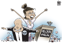 CARICATURE, MCCAIN/PALIN,  by Randy Bish