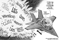 NEW VERSION  MCCAIN AND CULTURE WAR BW by John Cole