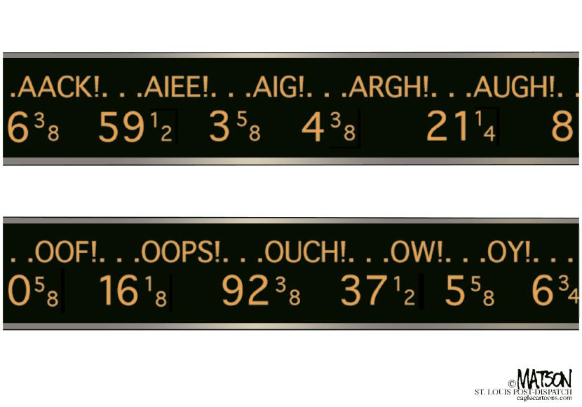 Stock Ticker Displays Market Panic With Exclamations of Pain
